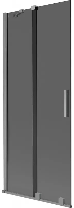 Mexen Velar, 2-krídlová posuvná vaňová zástena 80 x 150 cm, 8mm šedé sklo, brúsený grafit, 896-080-000-41-95