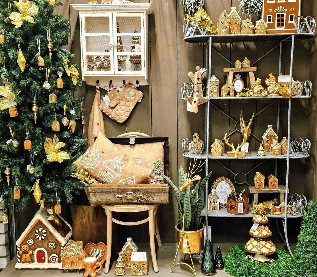 Keramický svietnik perníkovej chalúpky Gingerbread Cott - 21*4*8 cm