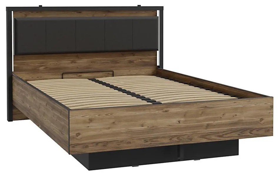 Dvojlôžková posteľ s úložným priestorom OREN 140x200 cm hnedá/čierna