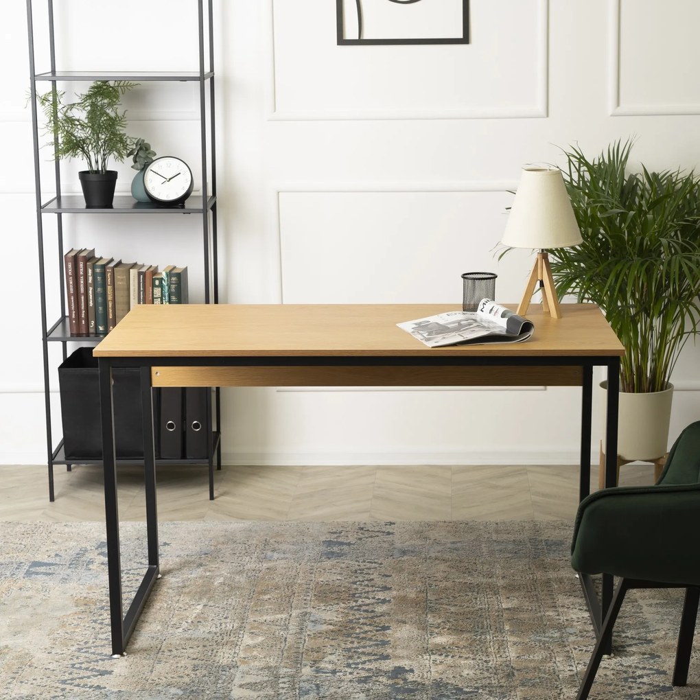 Písací stôl Ross 120 cm dub zlatý/čierny