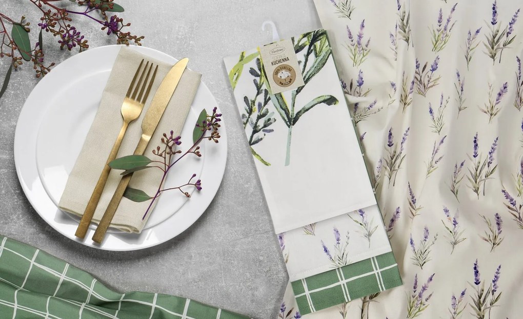 KUCHYNSKÁ UTIERKA LAVENDER SADA 3 KS 50X75 CM VZOROVANÉ