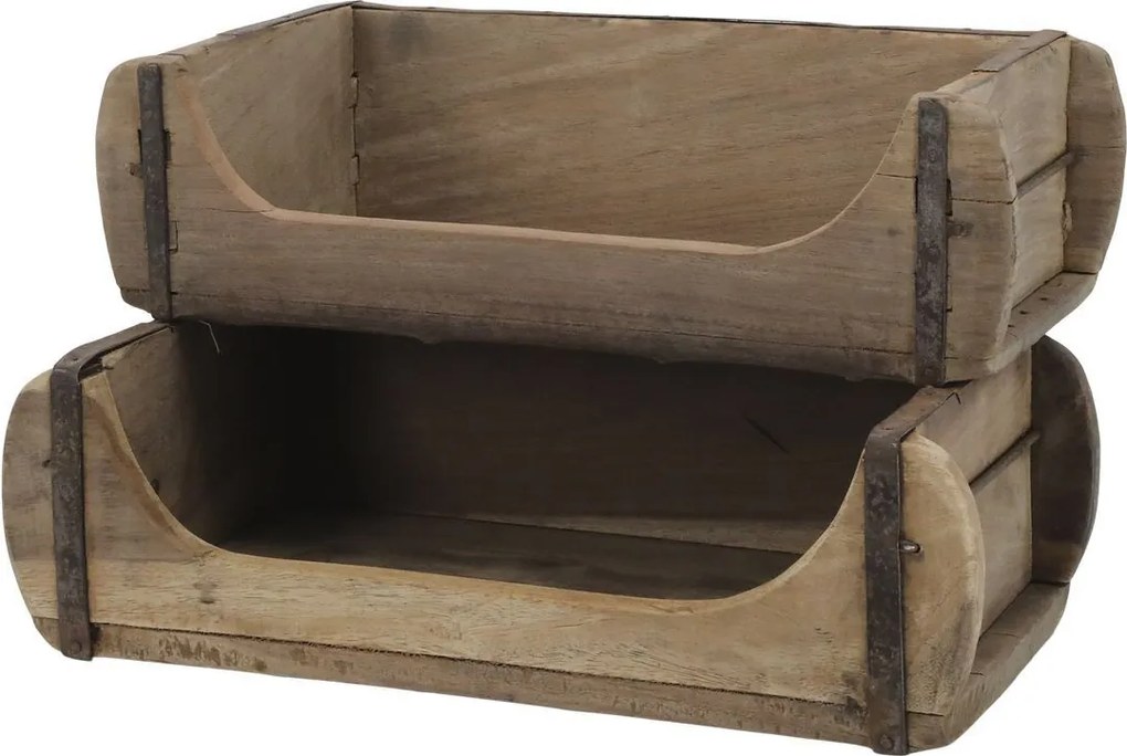 Hnedá drevená polička s háčikom z tehlovej formy Grimaud - 14*8*15 cm