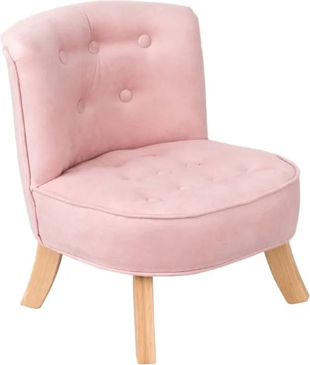 Detské kreslo velvet ružové 17 cm Drevo