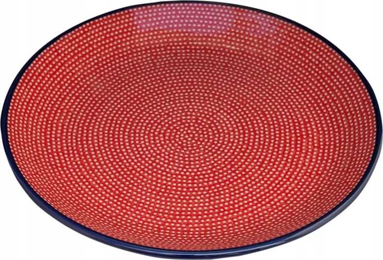 Obedový tanier 27 cm Keramika Umelecká Bolesławiec unikát U9971 Bodky