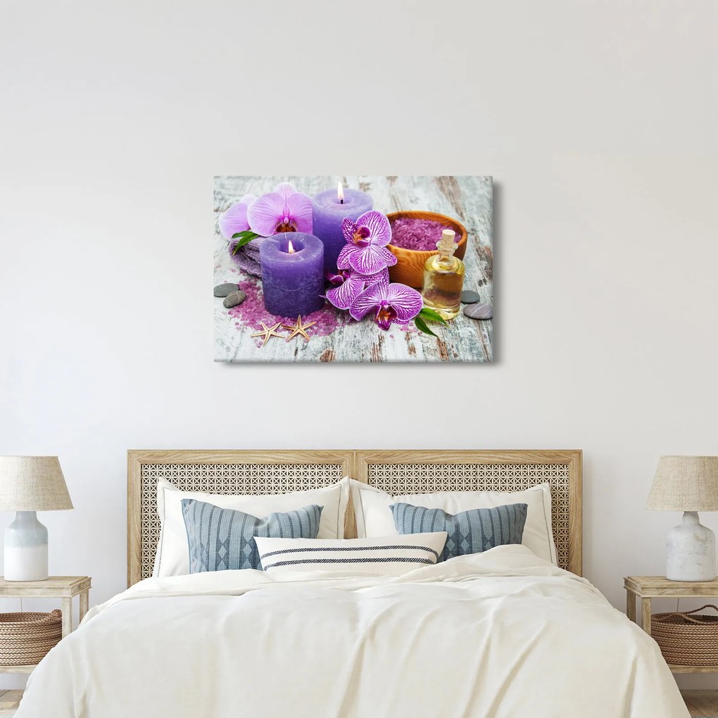 Obraz orchideí a sviečok (90x60 cm)
