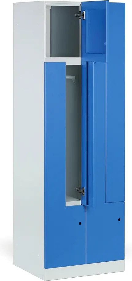 Kovová šatníková skrinka S1 Z, 4 oddiely, 1850 x 600 x 500 mm, cylindrický zámok, béžové dvere