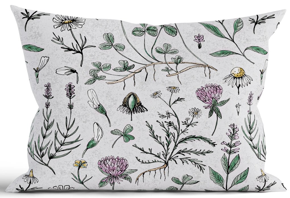 Bavlnená obliečka na vankúš Renforcé 40 × 60 cm - Herbár sivý