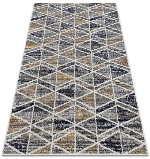 Moderný koberec MUNDO D7891 diamanty, trojuholníky 3D outdoor sivo / béžový