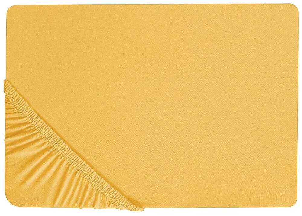 Bavlnená posteľná plachta 90 x 200 cm žltá JANBU Beliani