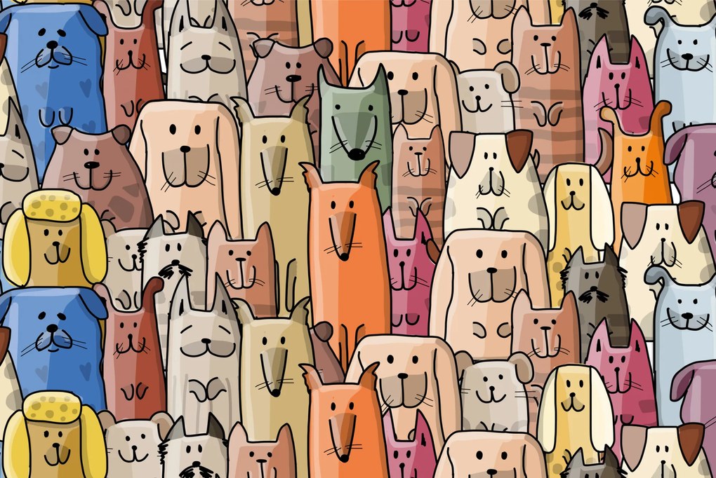 PIPPER | Doboxa Fototapeta "Farebné psy" Rozmer: 90x60, Material: Netkaná textília