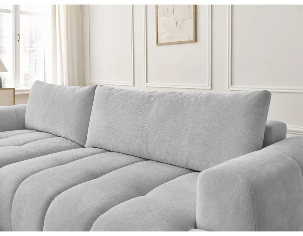 Svetlosivá rozkladacia/s úložným priestorom rohová pohovka (ľavý roh/s leňoškou) Fuji – Bobochic Paris