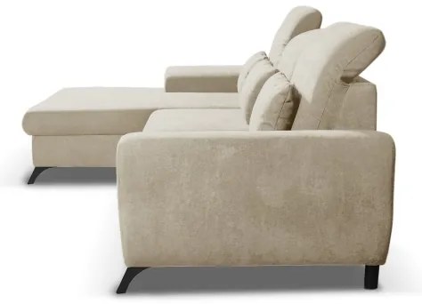 Rozkladacia rohová čalúnená sedacia súprava s úložným priestorom v tvare L ALTA ľavá béžová