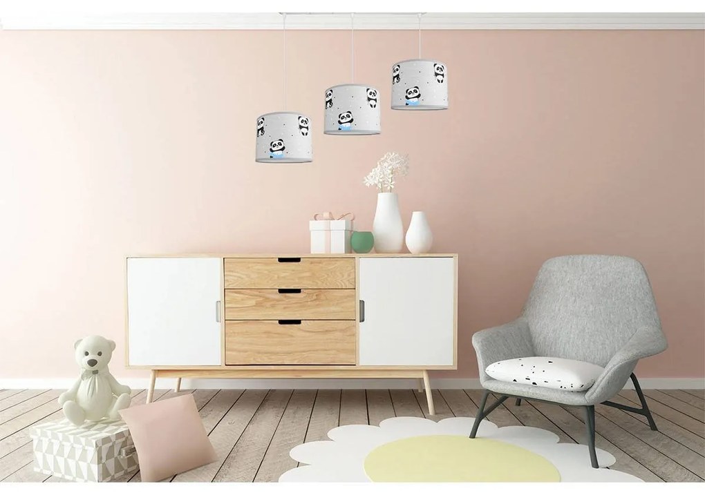 Detské závesné svietidlo Cone, 3x textilné tienidlo so vzorom (výber zo 6 farieb), (výber z 2 farieb konštrukcie)