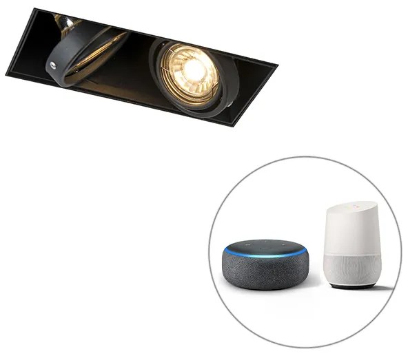 Inteligentné zapustené bodové svietidlo čierne vrátane 2 Wifi GU10 bez rámu - Oneon 2