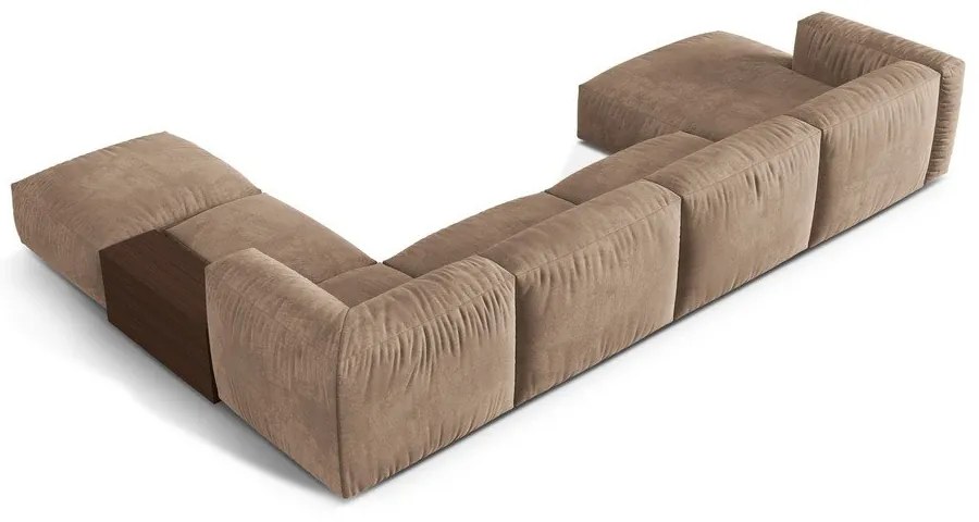 Svetlohnedá zamatová modulárna rohová pohovka (pravý roh/do tvaru "U") Martina – Micadoni