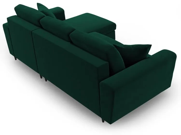 Zelená zamatová rozkladacia/s úložným priestorom rohová pohovka Kyoto – Cosmopolitan Design