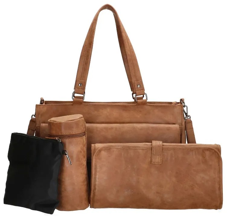 Hnedý 4-set prebaľovacia kabelka ku kočíku „Babyboom“