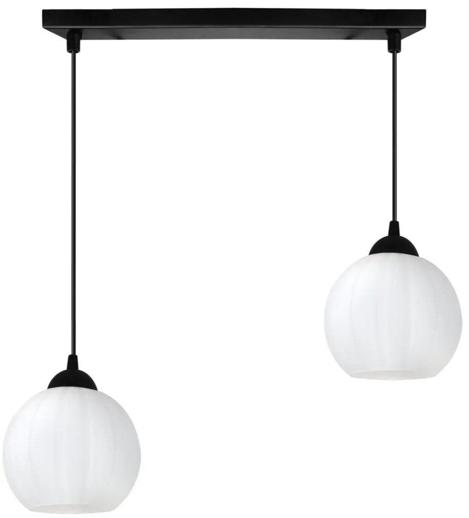 Závesné svietidlo Costa, 2x biele sklenené tienidlo, b