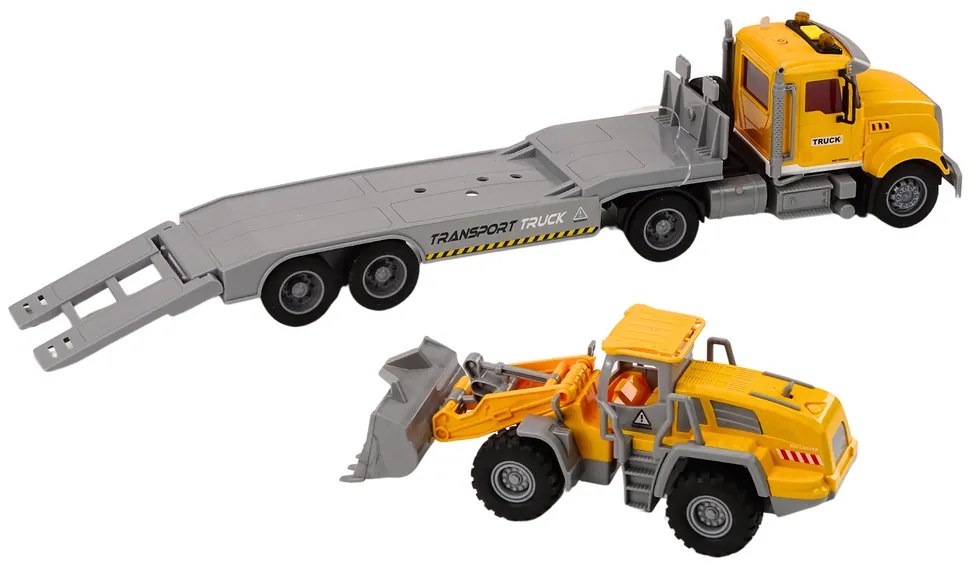LEAN TOYS Nákladné auto s bagrom Lora, svetlá, zvuky - žltá