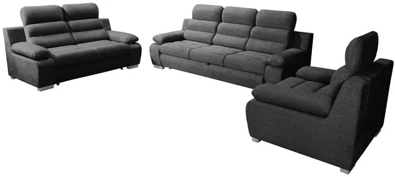 Sedacia súprava Denver 3+2+1, antracitová (angel 17)