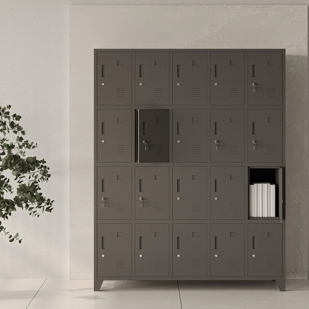 Skriňa s priehradkami s 20 priehradkami ROBERT, 1360 x 1720 x 450 mm, antracitová