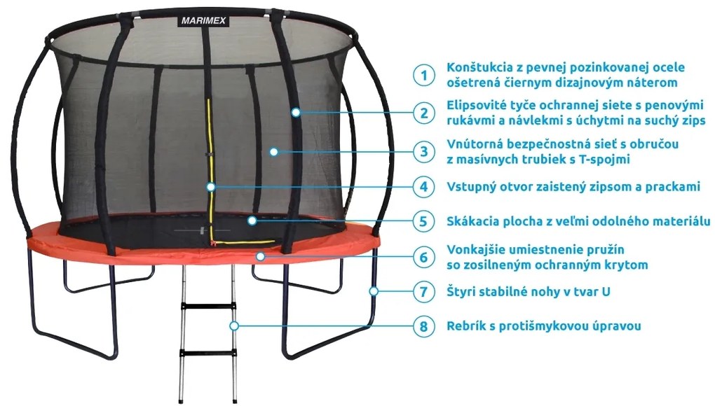Marimex | Trampolína Marimex Premium 305 cm + vnútorná ochranná sieť + schodíky ZADARMO | 19000111