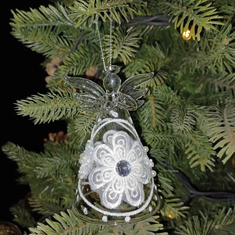 DECOLED Sklenený anjel, 7 x 11 cm