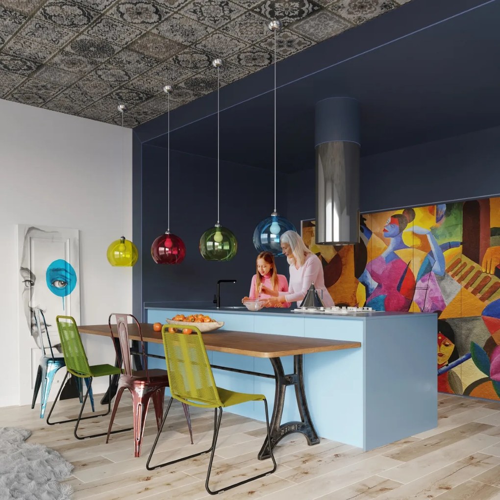 Závesné svietidlo Ball, 1x zelené sklenené tienidlo