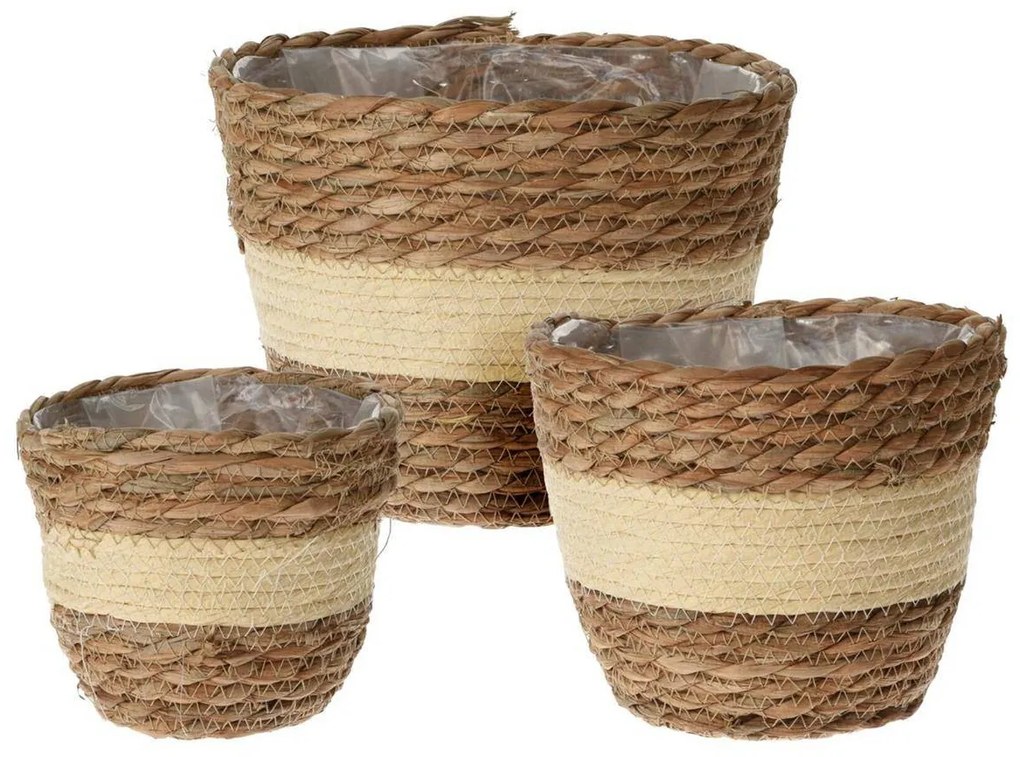 PRÚTENÝ KVETINÁČ BOHO SADA 3KS 18X23 CM+16X19 CM+15X14 CM HNEDÁ