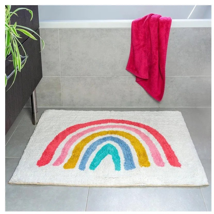Biela kúpeľňová predložka 83x52,5 cm Rainbow – Rex London