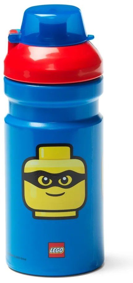Modrá fľaša na vodu s červeným vekom LEGO® Iconic, 390 ml