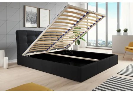 Čalúnená posteľ ADLO rozmer 140x200 cm Čierna eko-koža