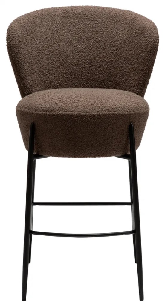 ORBIT ČALÚNENÁ BAROVÁ STOLIČKA stone bouclé/antique pewter