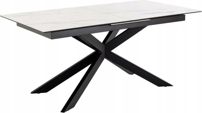 Jedálenský rozkladací stôl Irwine 168/210 cm biely mramor/čierny