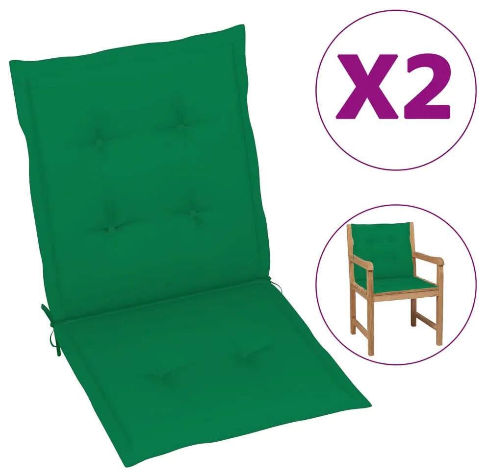 vidaXL Podložky na záhradné stoličky 2 ks, zelené 100x50x4 cm