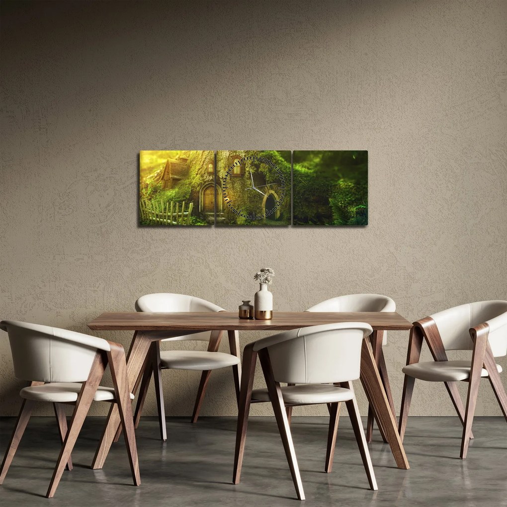 Obraz - Rozprávkový les (s hodinami) (90x30 cm)