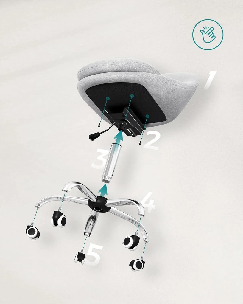 Otočná pracovná stolička pre domácu kanceláriu, výškovo nastaviteľná, sivá farba