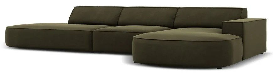 Zelená zamatová rohová pohovka (pravý roh) Jodie - Micadoni Home