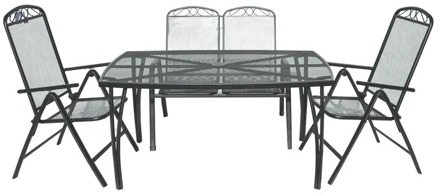Polohovateľná záhradná stolička ZWMC-38 z čierneho kovu