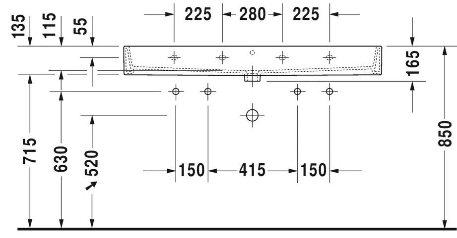 Duravit Vero Air - Umývadlo do nábytku 1200x470 mm, s prepadom, biela 2350120024