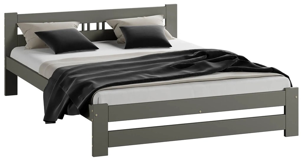 Postel z masivu VitBed 120x200 LUX šedá s roštem