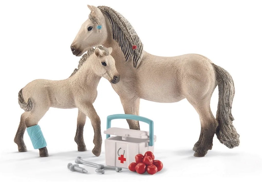 Schleich 42430 Set žriebä a islandská kobyla s lekárničkou