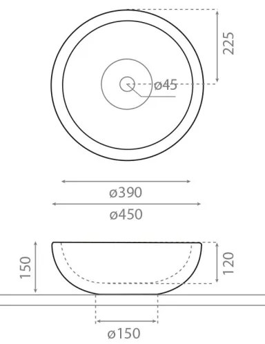 Bathco 00317 - Umývadlo na dosku PUKET Ø 45 cm kameň/sivá