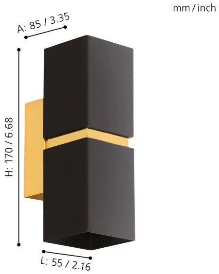 Eglo 95373 - LED Nástenné svietidlo PASSA 2xGU10-LED/4W/230V