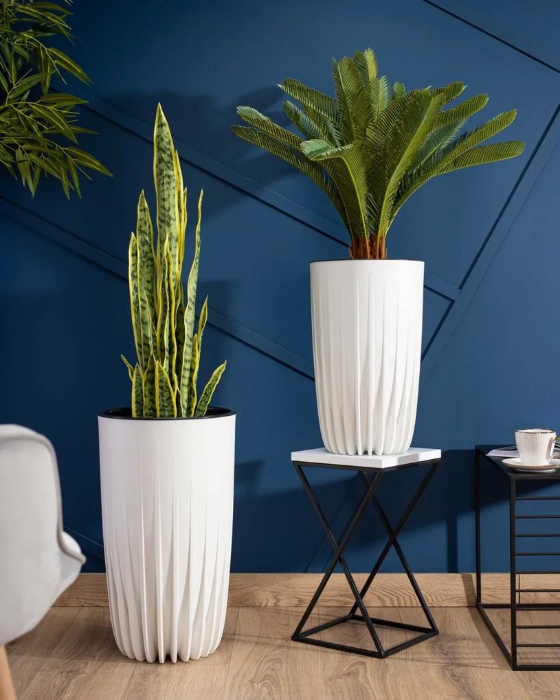 Kvetináč PÁSIKOVANÝ ECO IV 30 cm biely