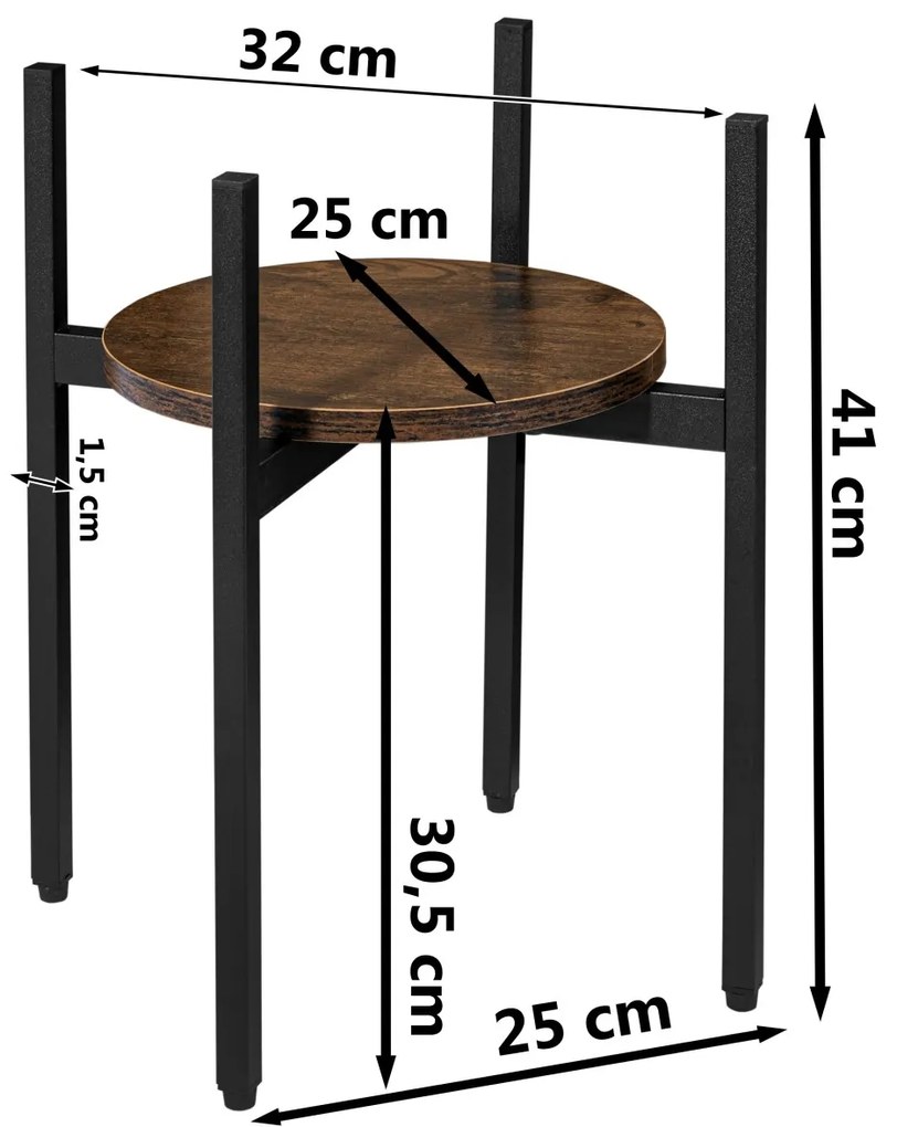 Stojan na květiny TORRE RUSTIC 40 cm hnědý/černý