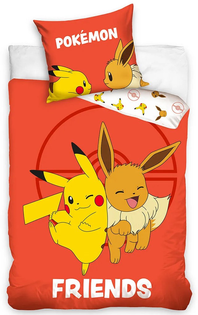 Carbotex Detské obliečky Pokémon Eevee a Pikachu, 140 x 200 cm, 70 x 90 cm