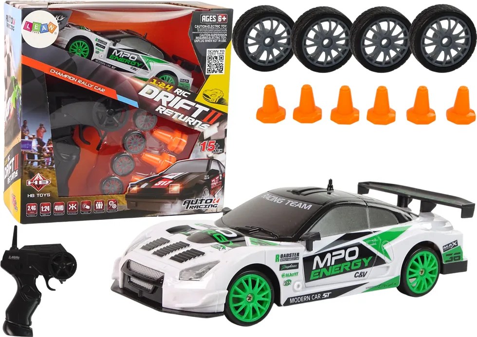 LEAN Toys Športové driftové auto na diaľkové ovládanie R/C, rýchlosť 15 km/h, výmena kolies