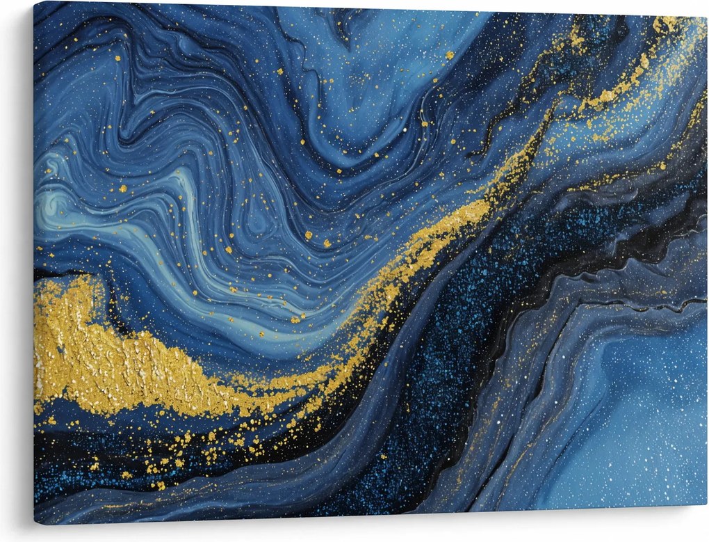 Obraz - Modro-zlatá abstrakcia (70x50 cm)