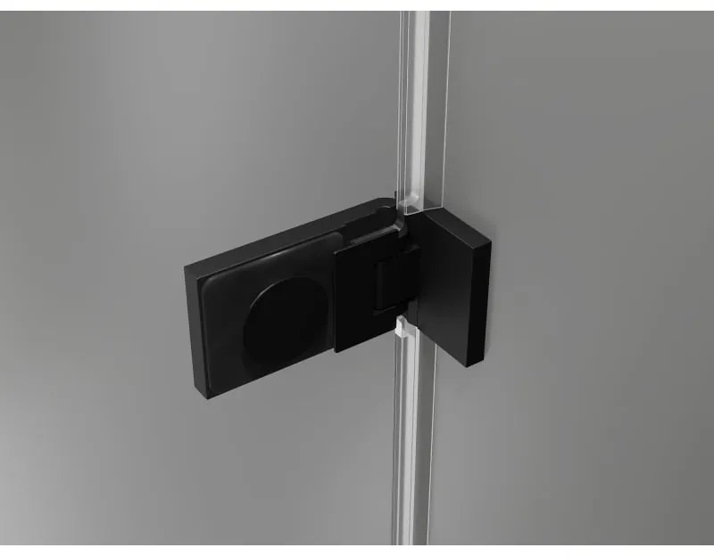 Mexen Lunar-F Duo, skladací sprchový kút 90 x 90 cm, 8mm číre sklo, čierny profil, 836-090L-090P-70-00